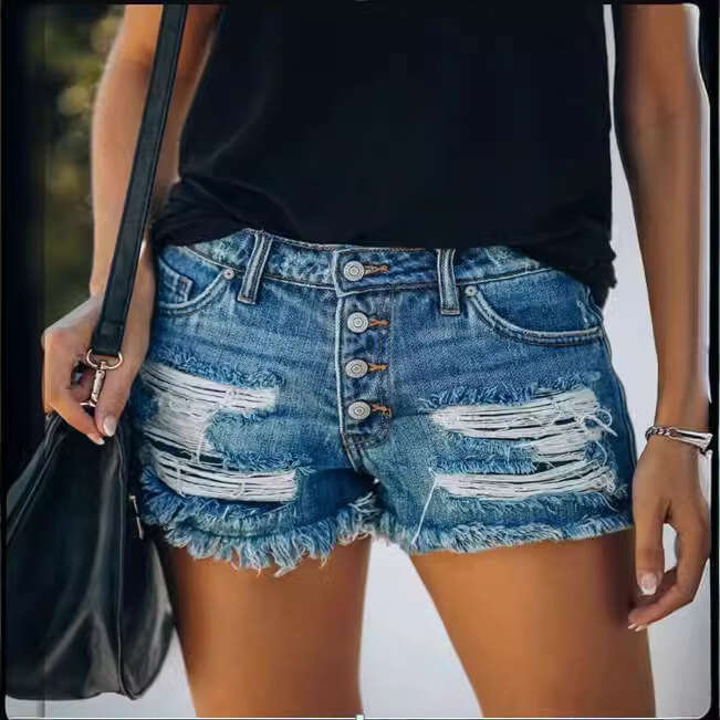 Shorts Women Denim Shorts Fashion Trend Summer New Ripped Fringe Denim Shorts Women Hot Pants Jean Shorts