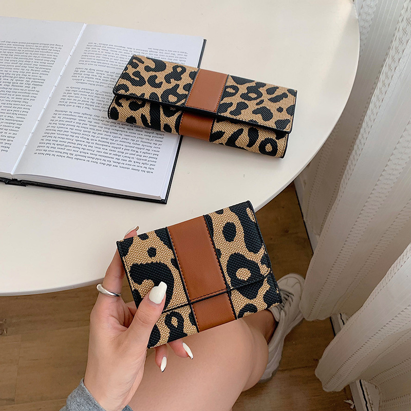 Free Shipping Designer Bag Female New Leopard Print Internet Celebrity Fashion Large Capacity Zero Folding Multi Card Position Long Wallet