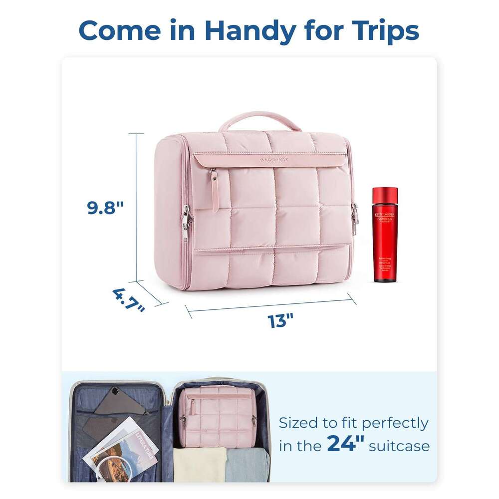 BAGSMART Hanging Toiletry Bag For Women, Lightweight Full-Open Cosmetic Organizer With Handle Travel Accessories