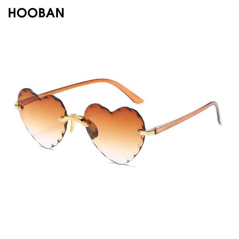 Fashion Heart Shape Women Sunglasses Brand Designer Lovely Rimless Sun Glasses For Female Vintage Pink Ladies Shades W250528
