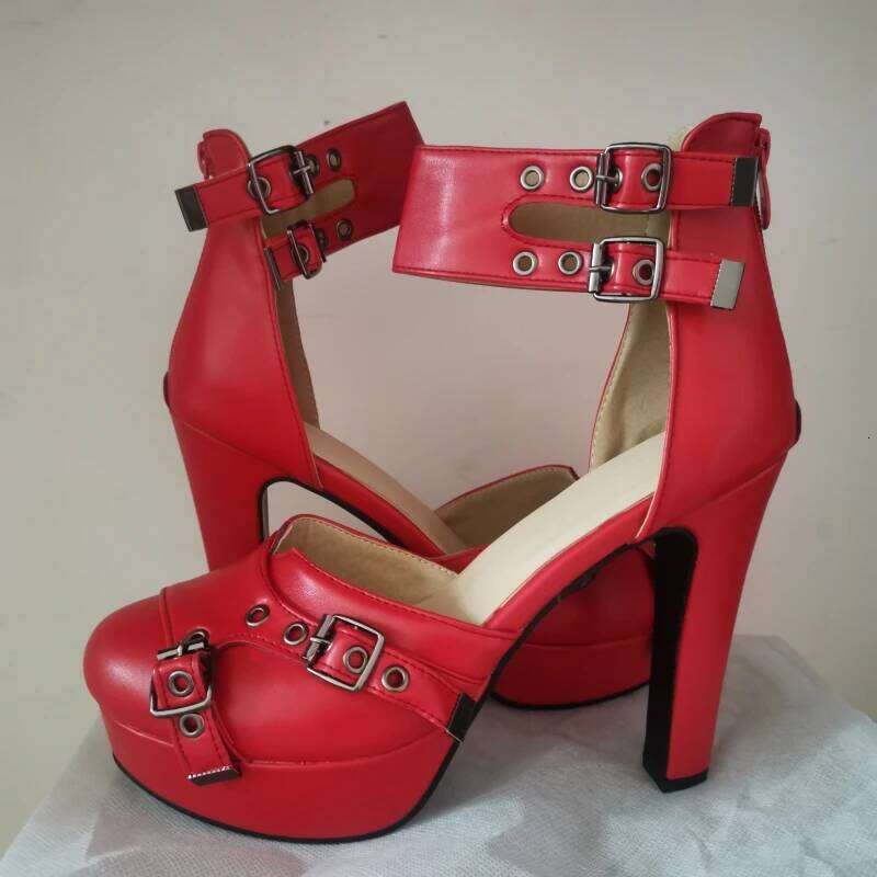 Red Platform High Heels Women's Sandals Summer 2025 Strap Black White Pumps Wedding Fetish Dance Party Shoes Large Size 50