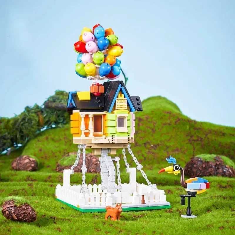 HOT TOYS NEW Balloon Cabin Ring Travel Notes Building Block Building Block Movie cottage Set Children Princess girl DIY Gift Toy Z250528