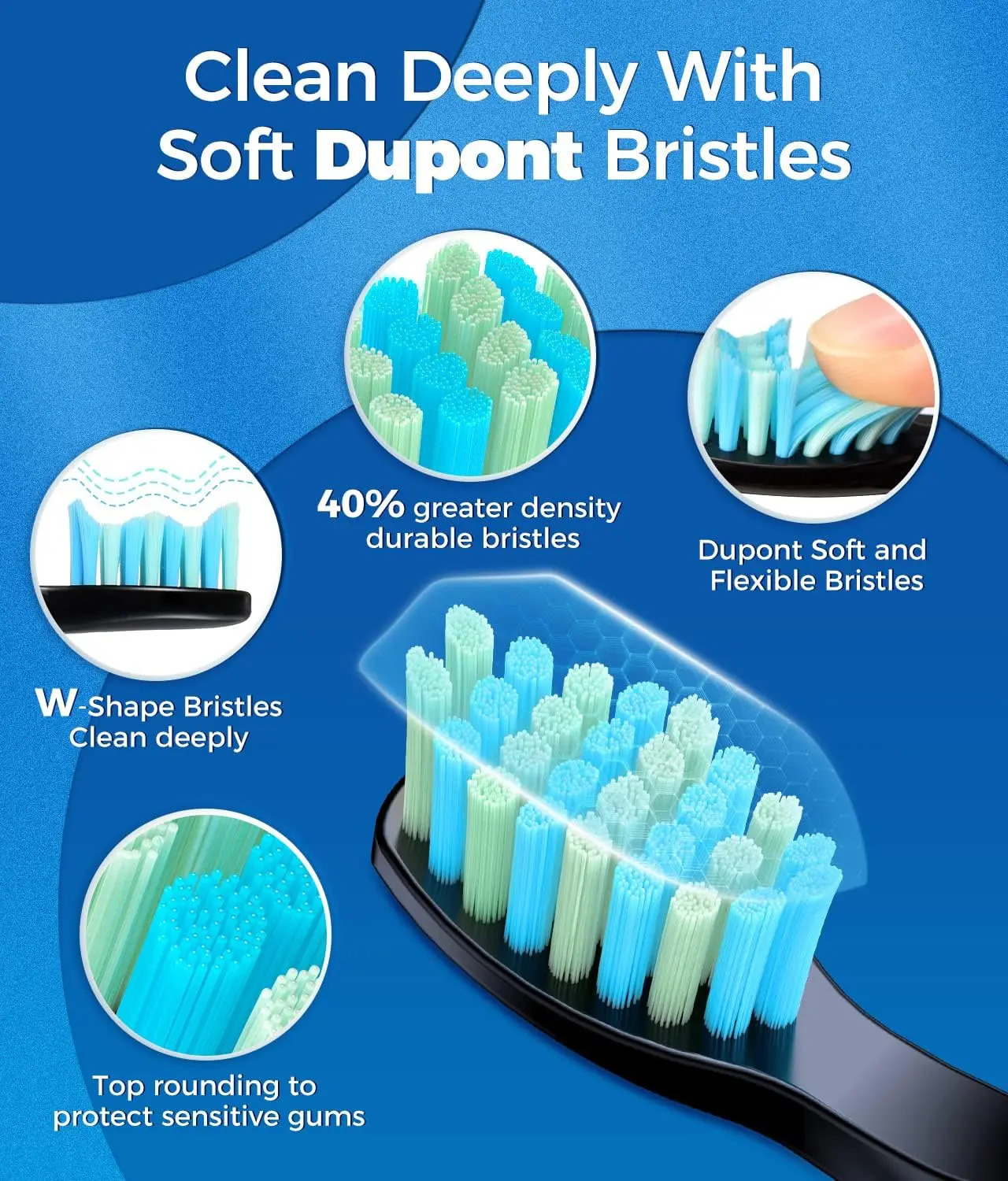 Electric Toothbrush for Adults with 8 Brush Heads Sonic 40000 VPM Deep Clean 5 Modes Rechargeable 250519