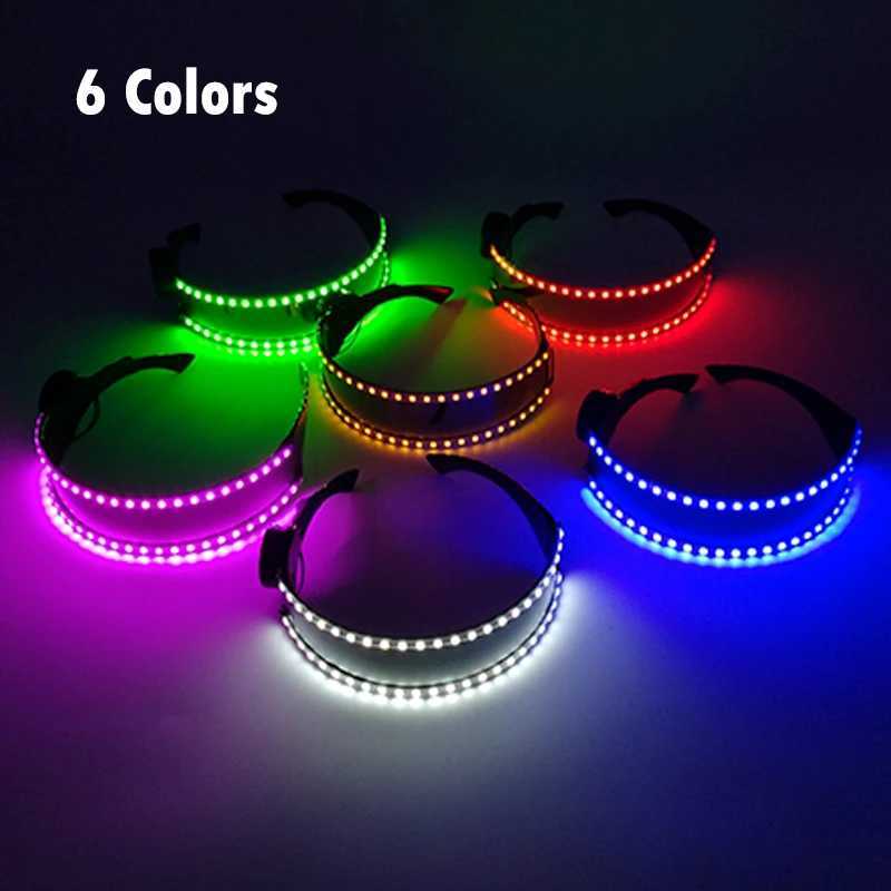 Fluorescent Glowing Cyberpunk Cyber LED Glasses LED Laser Glasses Dance Show Props Party Luminous Eyewear Costume Supplies W250528