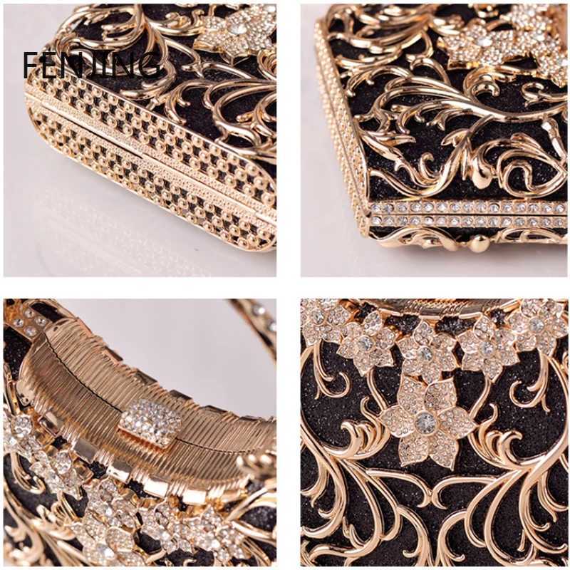 Hollow Out Metal Evening Bags Fashion Shiny Party Banquet Handbags Female Luxury Clutch Purse Bolso Mujer Chain Shoulder Bag M250624