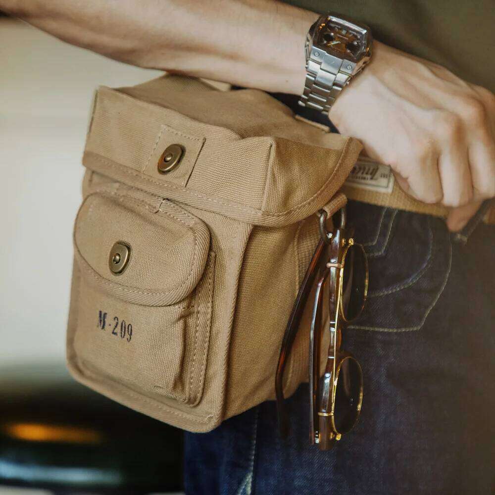 Maden Vintage M209 Tactical Cipher Hine Outdoor Canvas Shoulder Crossbody Tote Bag Magnetic Buckle Square Waist Packs