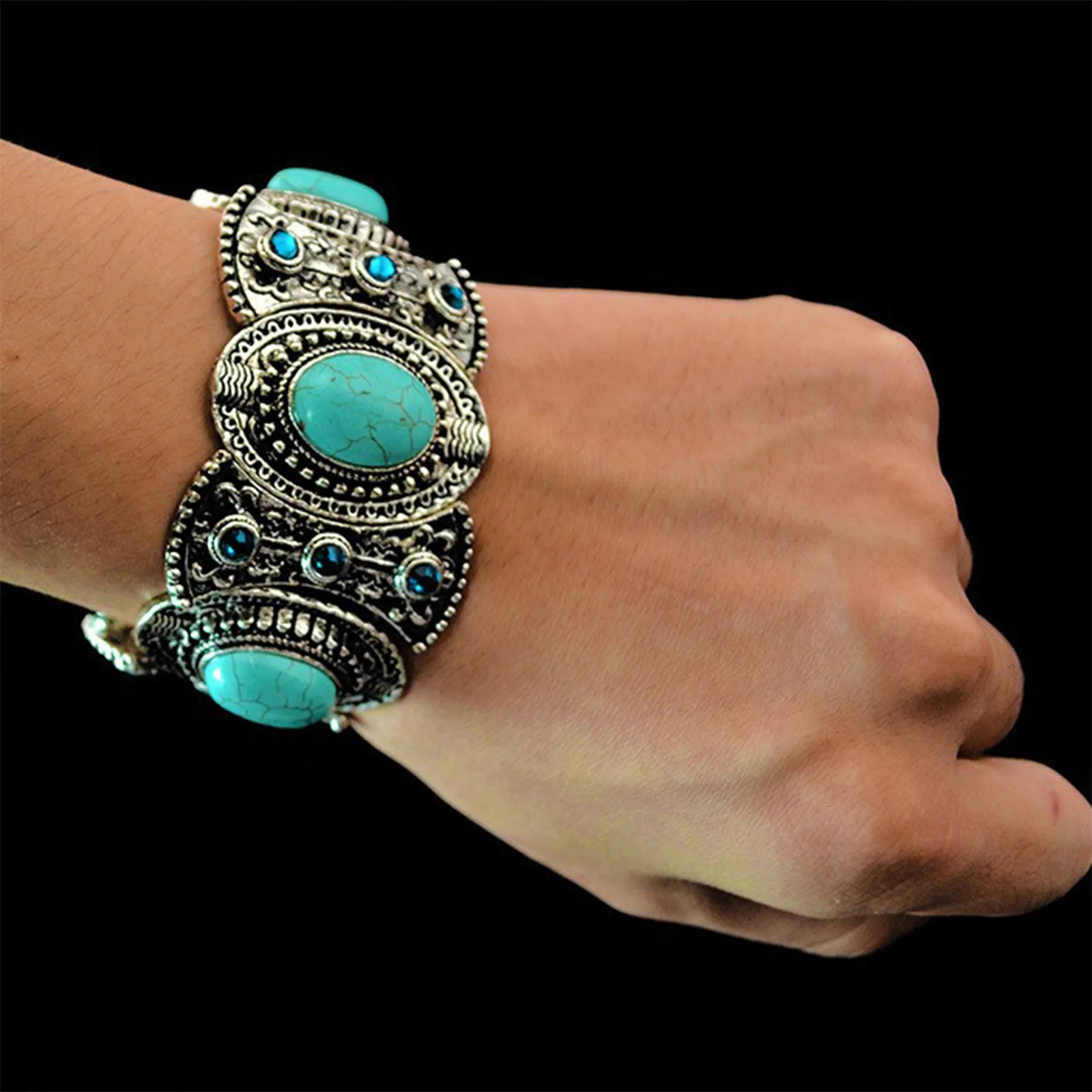 Bohemian Tribal Ethnic Bracelet Indian Vintage Turquoise Gypsy Boho Bangle Festival Travel Women Men Turkish African Jewelry 250517