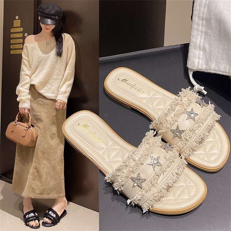 hot free shipping designer Slippers for woman new summer fashionable breathable Patchwork star Scuffs flat sandals