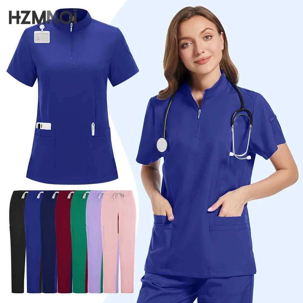 Surgery Scrubs Shirt Short Slve Pet Shop Doctor Nurse Nursing Uniform Set Women Workwear Scrub Tops+pant Medical Uniform X250528