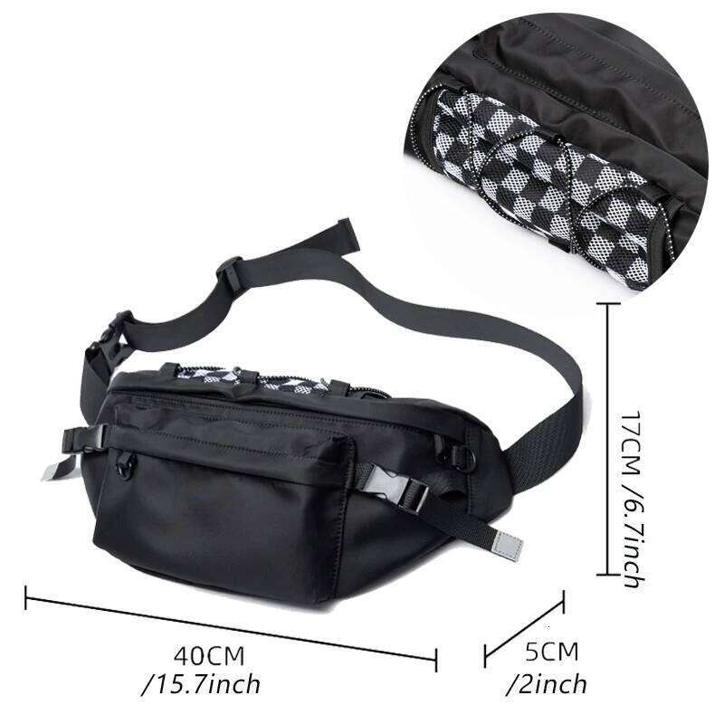 Mesh Design Fashion Men Chest 9.7inch Ipad Waterproof Breathable Multilayer Oxford Sports Cycling Short Trip Waist Bag