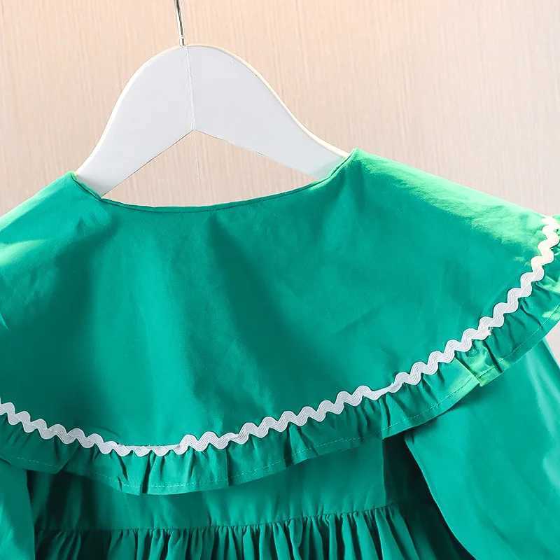Childrens Korean Version Dress Spring and Autumn Fashion Girls Pure Cotton Flower Doll Neck Dress Infant Princess Dress 0-4Y X250528