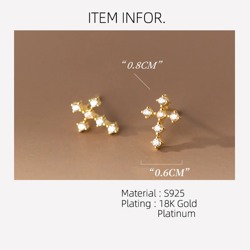 La Monada Cross Zircon Stud Earrings 925 Sterling Silver 925 Religion Personality Silver Earrings For Women Silver Girls Student 250527