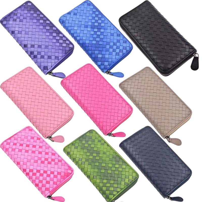Free Shipping Designer Wallet Leather Long Handbag Sheepskin Hand Woven Large Capacity Zipper Phone Bag Card Bag Men's And Women's Classic I