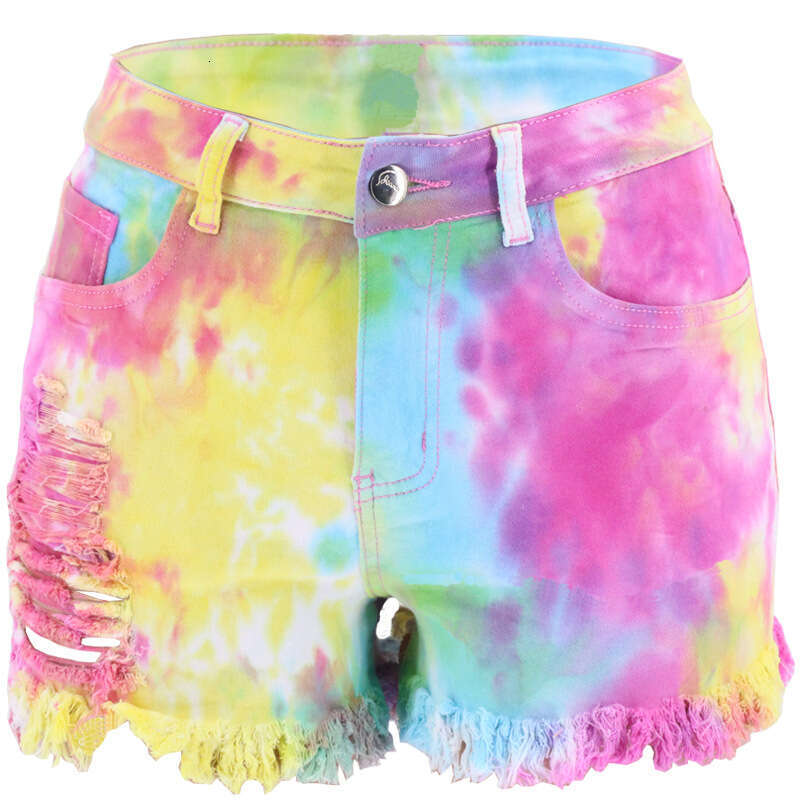 Shorts Women Denim Shorts Spring Summer Straight Tie Dye Fringe Cuffed Distressed Loose Women S Denim Shorts Jean Shorts