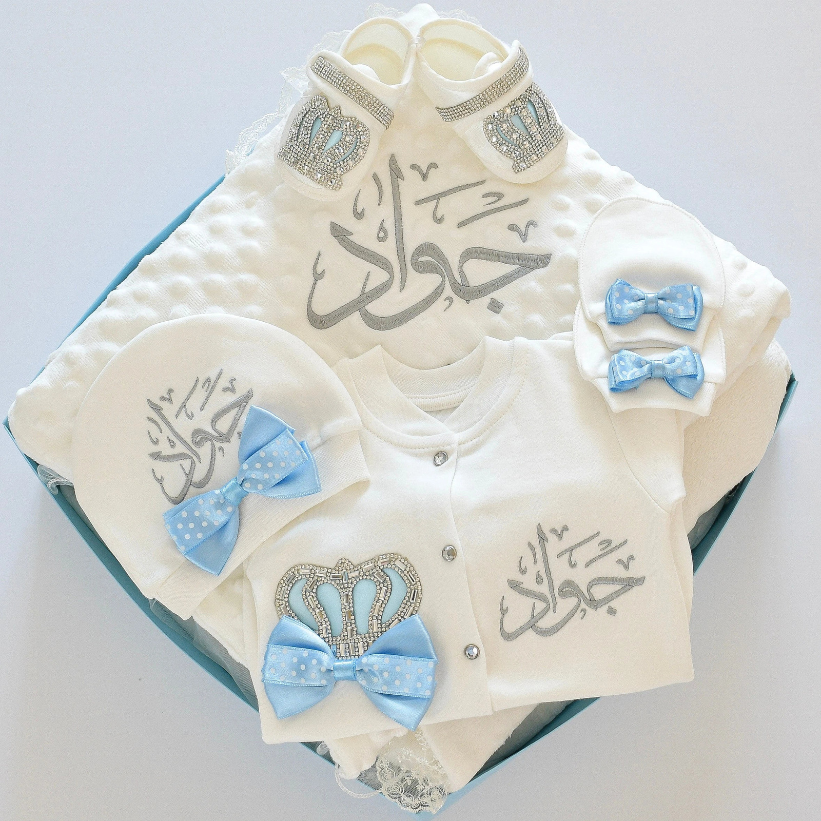 Dollbling Embroidery Name Parajam Royal UK Baby Gift Set Cotton born Nursery Bedding receiving Blanket Pography Outfit 250517