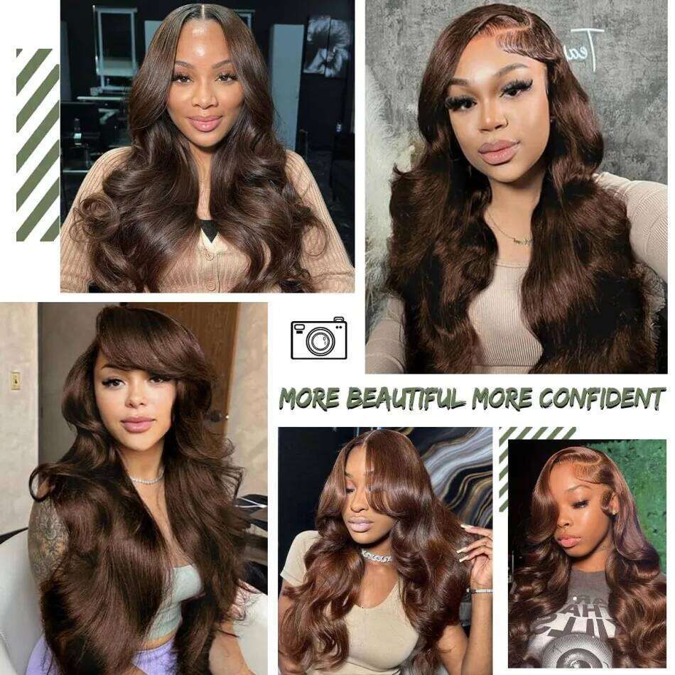 250 Density Human Hair Wigs Chocolate Brown Front Body Wave 13x6 Hd Lace Frontal Wig for Black Women Clearance