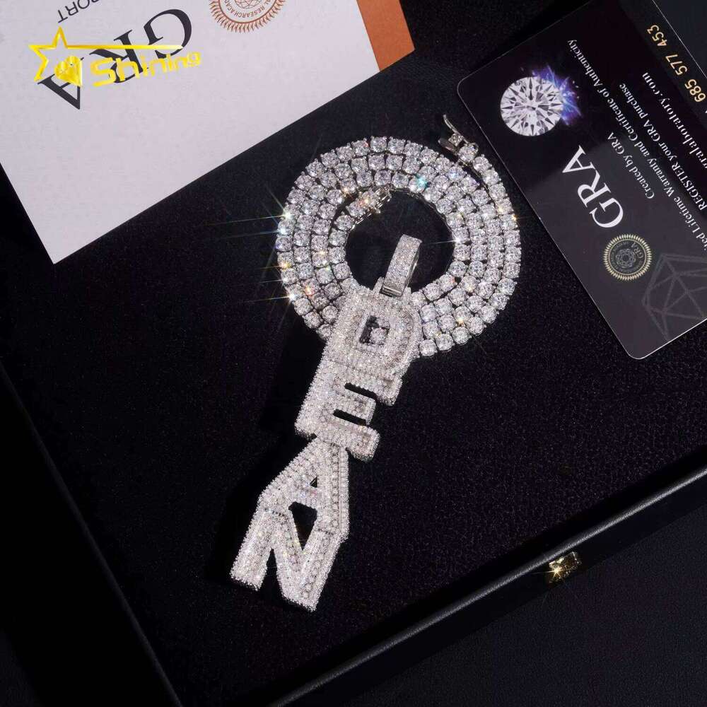 Hip Hop Jewelry Custom Made Gold Plated High Quality Iced Out Vvs Moissanite Pendant Name Letter Available