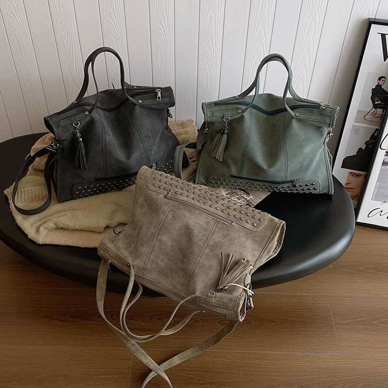 Luxury Brand Designer Bag 2024 New European And American Retro Matte Personality Fashion Trend Large Capacity Handheld Crossbody Tote Motorcycle Bag
