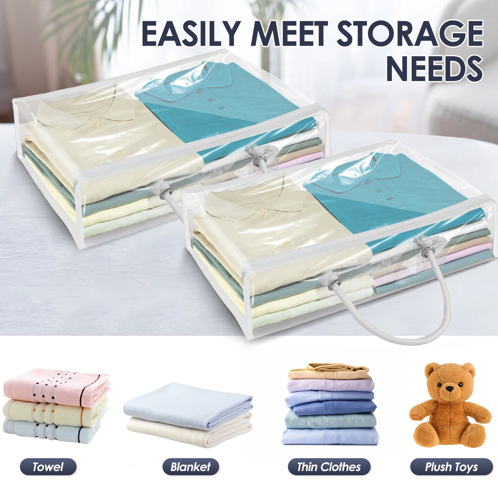 Clear Storage Bags PVC Dustproof Bed Sheet Organizing Bags with Zipper Waterproof Large Transparent Bag for Blankets Bed Sheets 250526