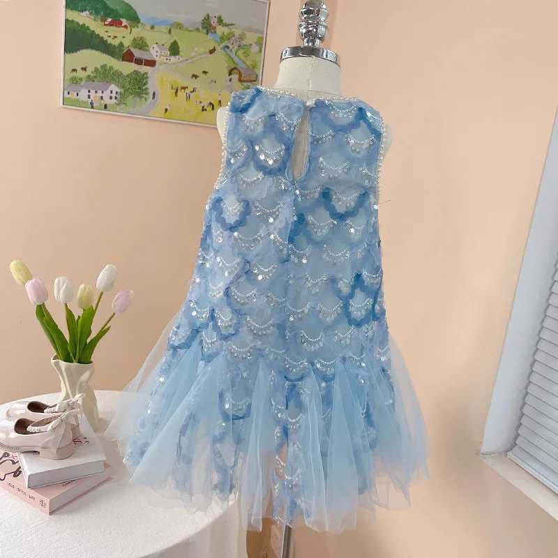 Kids Girl Princess Little Mermaid Costume Fancy Birthday Party Prom Luxury Sequins Pearl Neck Formal Occasion Dresses Carnival X250528