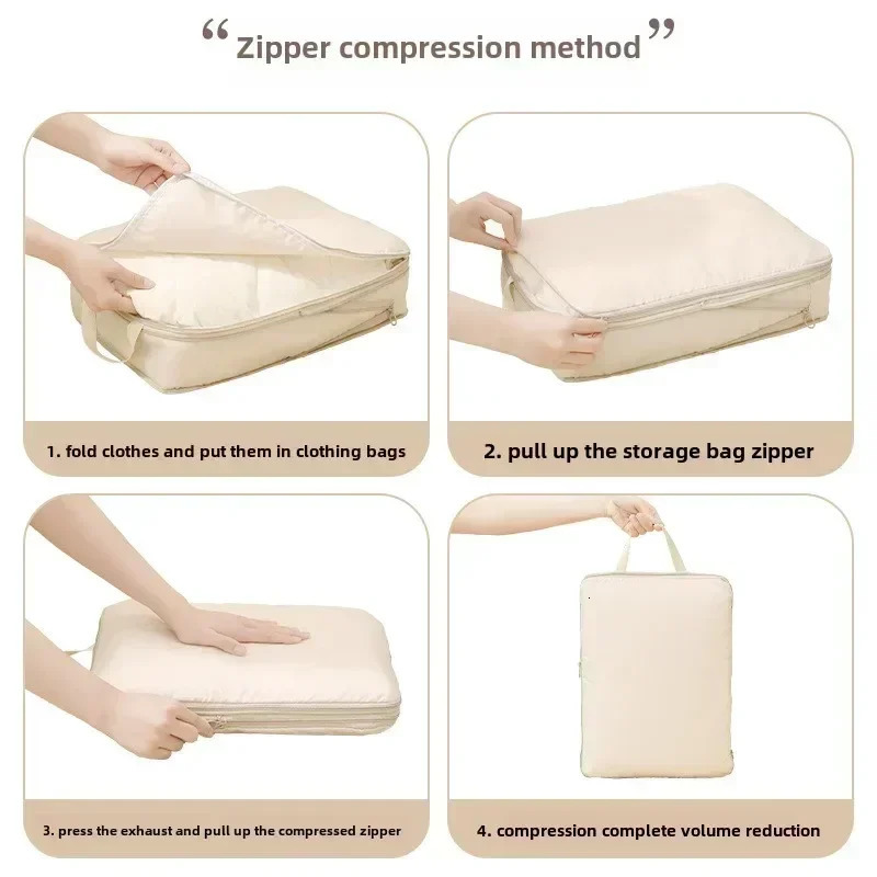 Compressible Packing Travel Storage Bag Cubes Waterproof Suitcase Nylon Portable with Handbag Luggage Organizer Tidy Travel Suit 250526