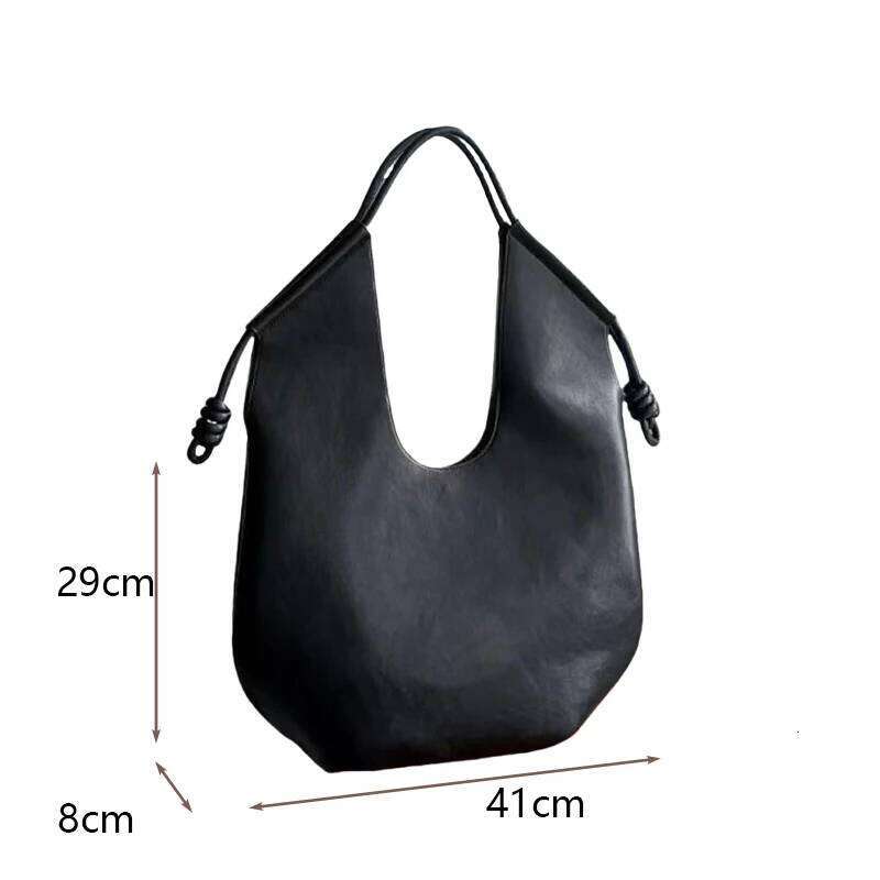 Women Stylish Armpit Large Capacity PU Leather Shoulder Bag Fashion Black Shopper Tote for Vacation Handbags