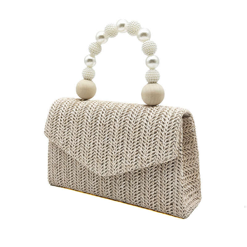 New Evening Straw Woven Handbag Pearl Fresh Style Women's Crossbody Bag High-end Feel