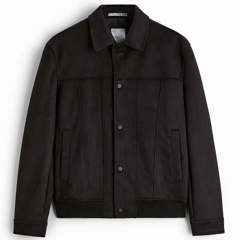 Women's Wear Mens Suede Leather Lapel Jacket Fashion Casual Slim Apring Autumn Coat Tops For Male