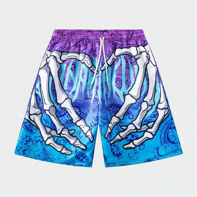 New Mens Summer Skeleton Hand Element Print Shorts 3d Printed Men Casual Fashion Sports Breathable Loose Trend Beach Shorts X250528
