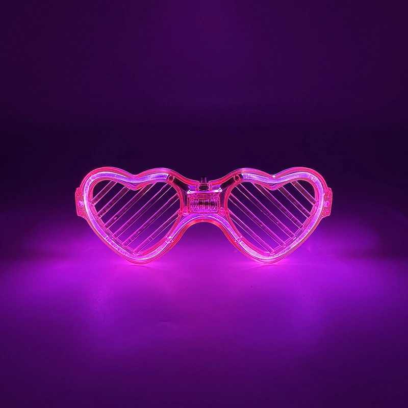 Wireless LED Heart Shaped Sunglasses Wedding NightClub Disco Accessories EL Shutter Glasses Luminous Glasses Toys Pinata Rewards W250528