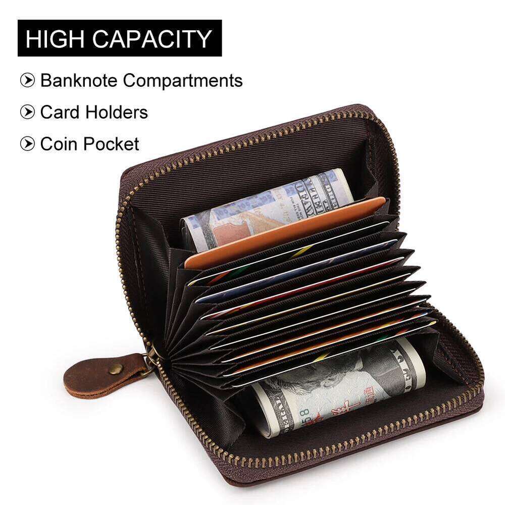 Handmade Genuine Leather Business Wallet RFID Blocking Bank/Id/Credit Card Holder Multi Slot Storage Money Bag