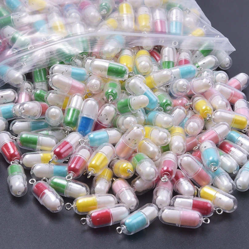 103050100pcs Resin Cute Smiling Face Capsule Charms Pendant For Jewelry Making Diy Earrings Keychain Handmade Accessories 250519