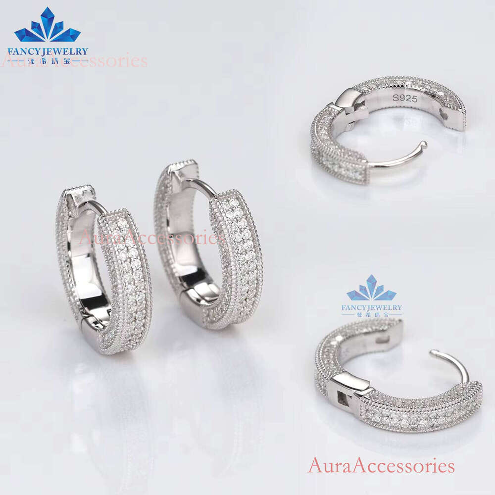High Quality Waterproof Sier Hoop Pass Tester Moissanite Dia Hip Hop Jewelry Unisex Earrings