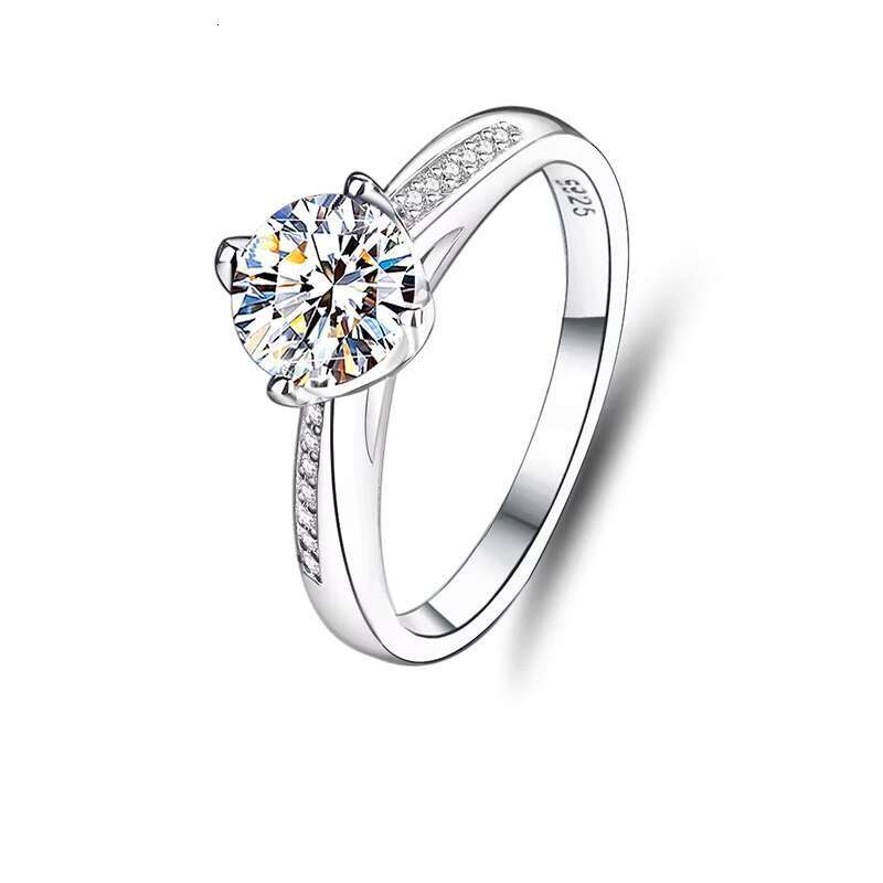 Factory Wholesale 1Carat Moissanite Ring Four Claw Temperament Womens Engagement Wedding Luxury Romantic Ring