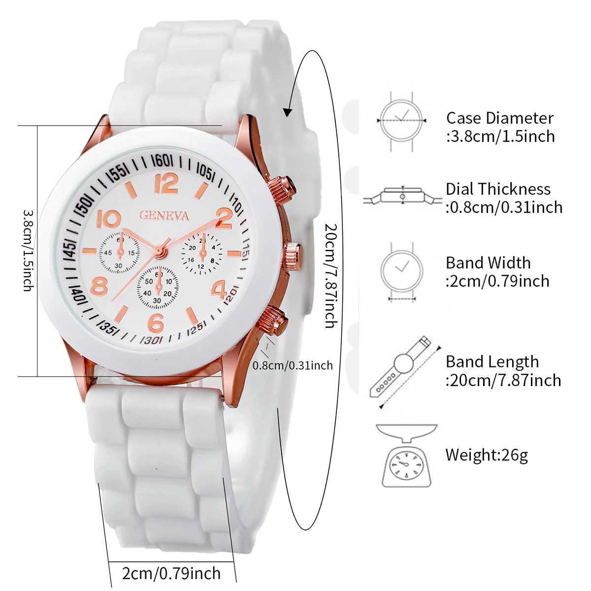 3PCs/Set Fashion Women Silicone Watch White Red Black Colors Quartz Watch Set XJ250527