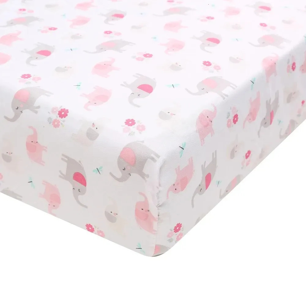 3 Pcs Baby Crib Bedding Set Pink Elephant Including Quilt Sheet Skirt Kit Bedsheet Pillowcase 250517z
