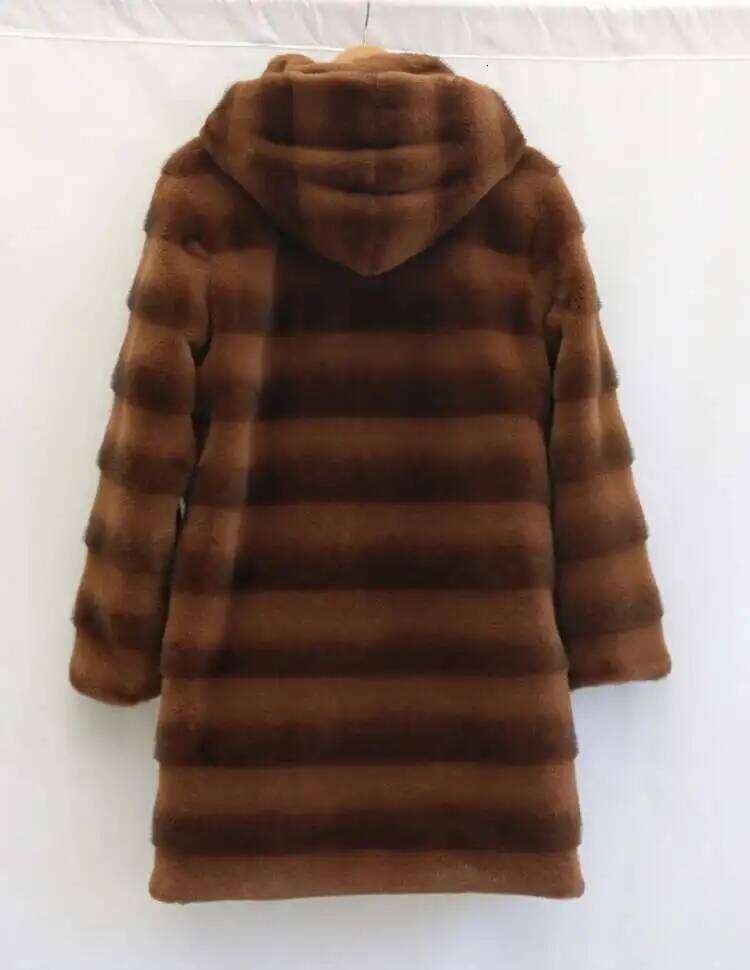DEAT Fashion Women's Faux Coat Hooded Covered Button Loose Thick Warm Imitation Mink Fur Jacket Winter 2024 New Tide 7AB5406