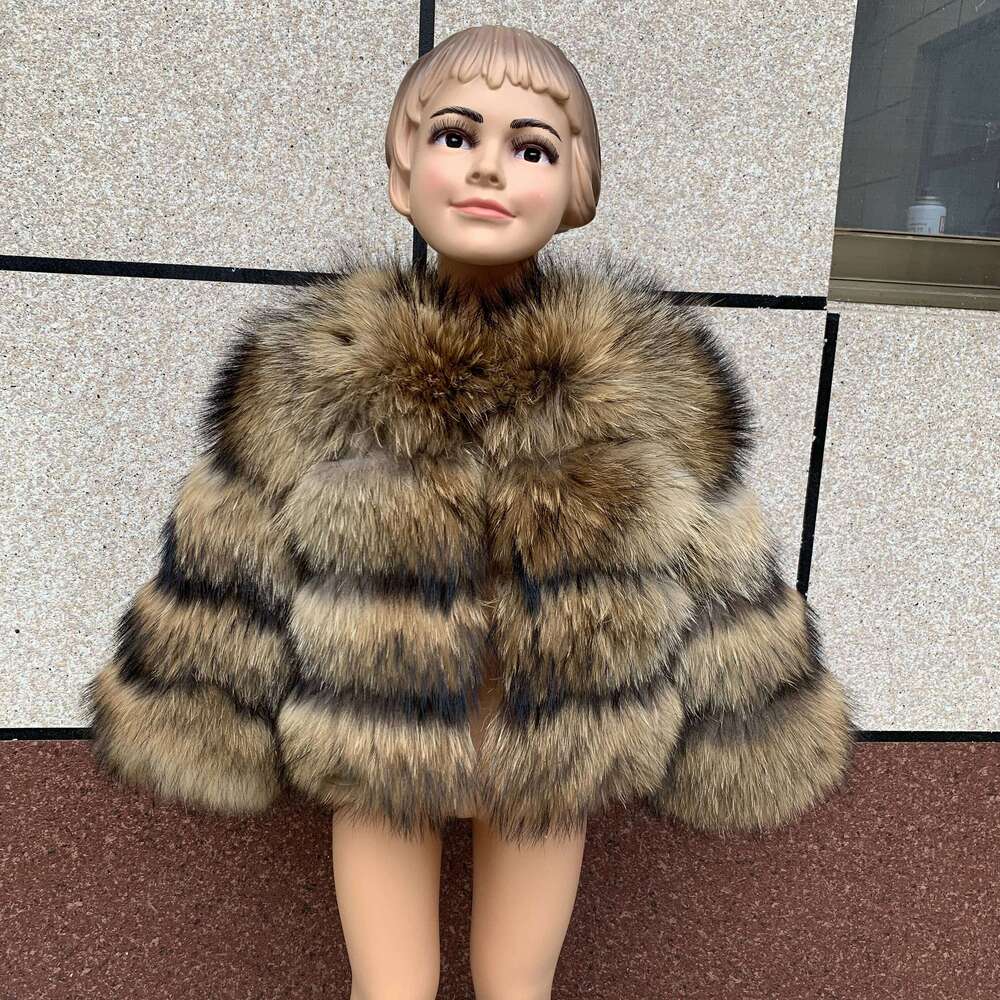 Children's real fox childs suitable for girls and boys aged 1-13 years old Kids fur jacket universal