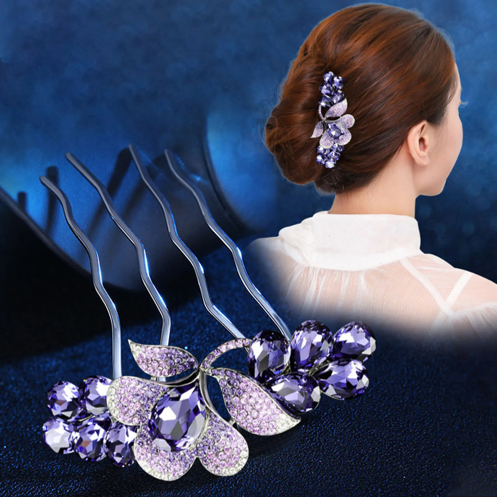 Daily Hair Jewelry for Women Girls Long Holder Bling Combs Crystal Hairpins Bride Wedding Clips 250519