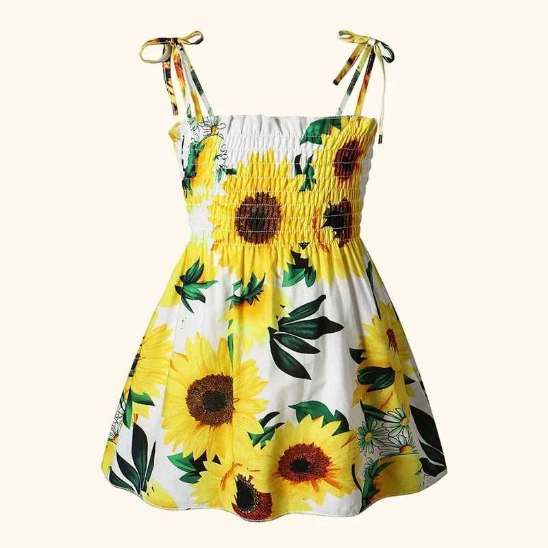 Children Girl Dress Summer Elegant Sling Princess Dresses Flower Print Kids Beach Sundress Casual Cotton Baby Girl Clothing X250528