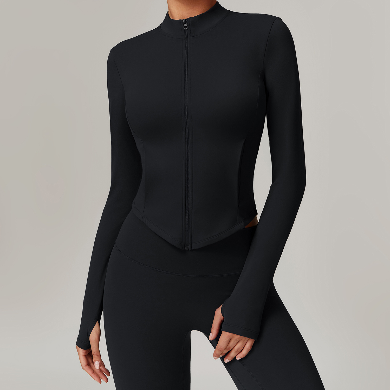 Set Yoga Exchanges Stand Collar Yoga Jacket Fleece Lined Running Windproof Warm Top Sports Fitness Coat 2 Piece Set Women Designer