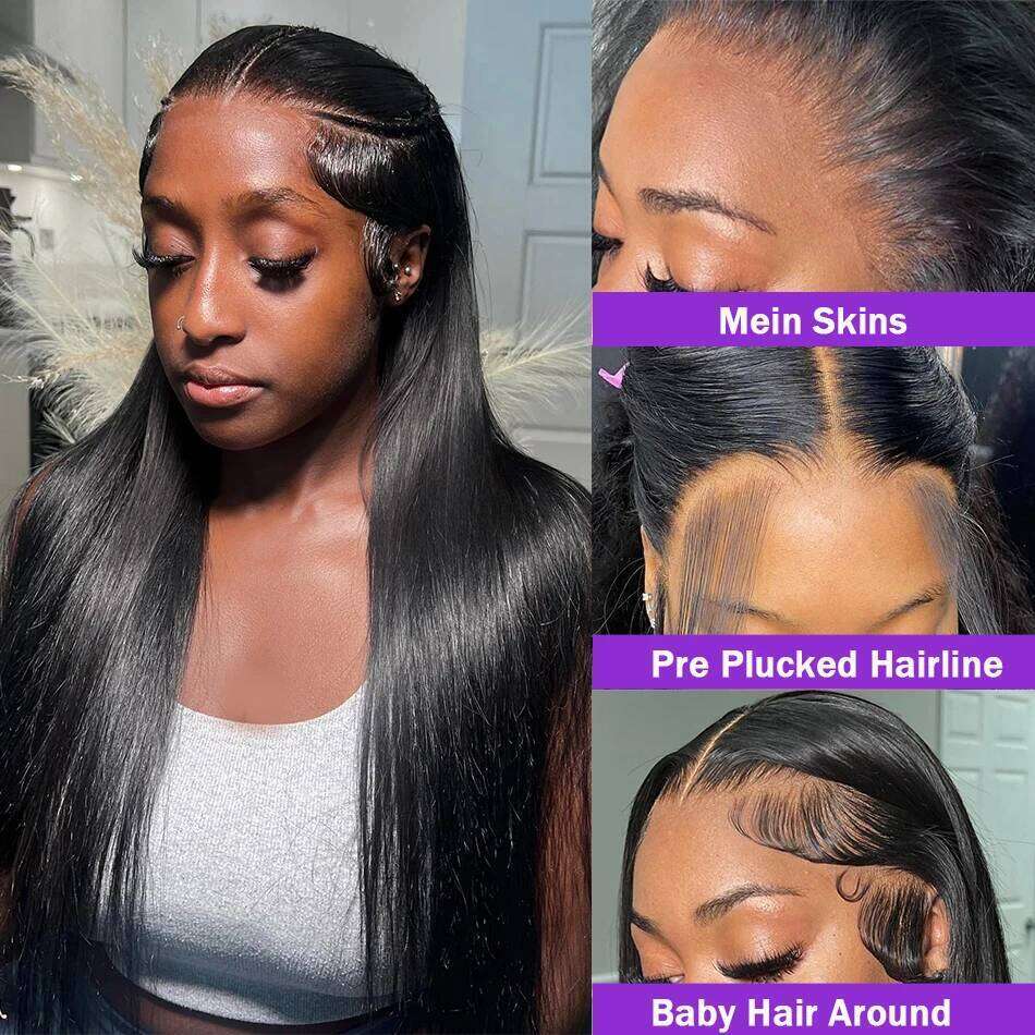 360 Full Frontal 13x6 Straight Glueless Front Brazilian Human Hair Wigs For Black Women 13x4 Lace Wig