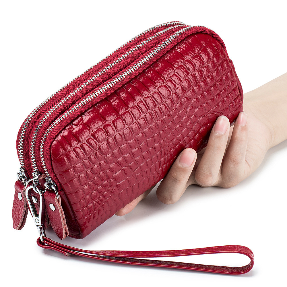 Free Shipping Designer Wallet New Genuine Leather Bag For Women Three-layer Large Capacity Fashion Wallet Crocodile Pattern Mom Bag Multifunctional Cl
