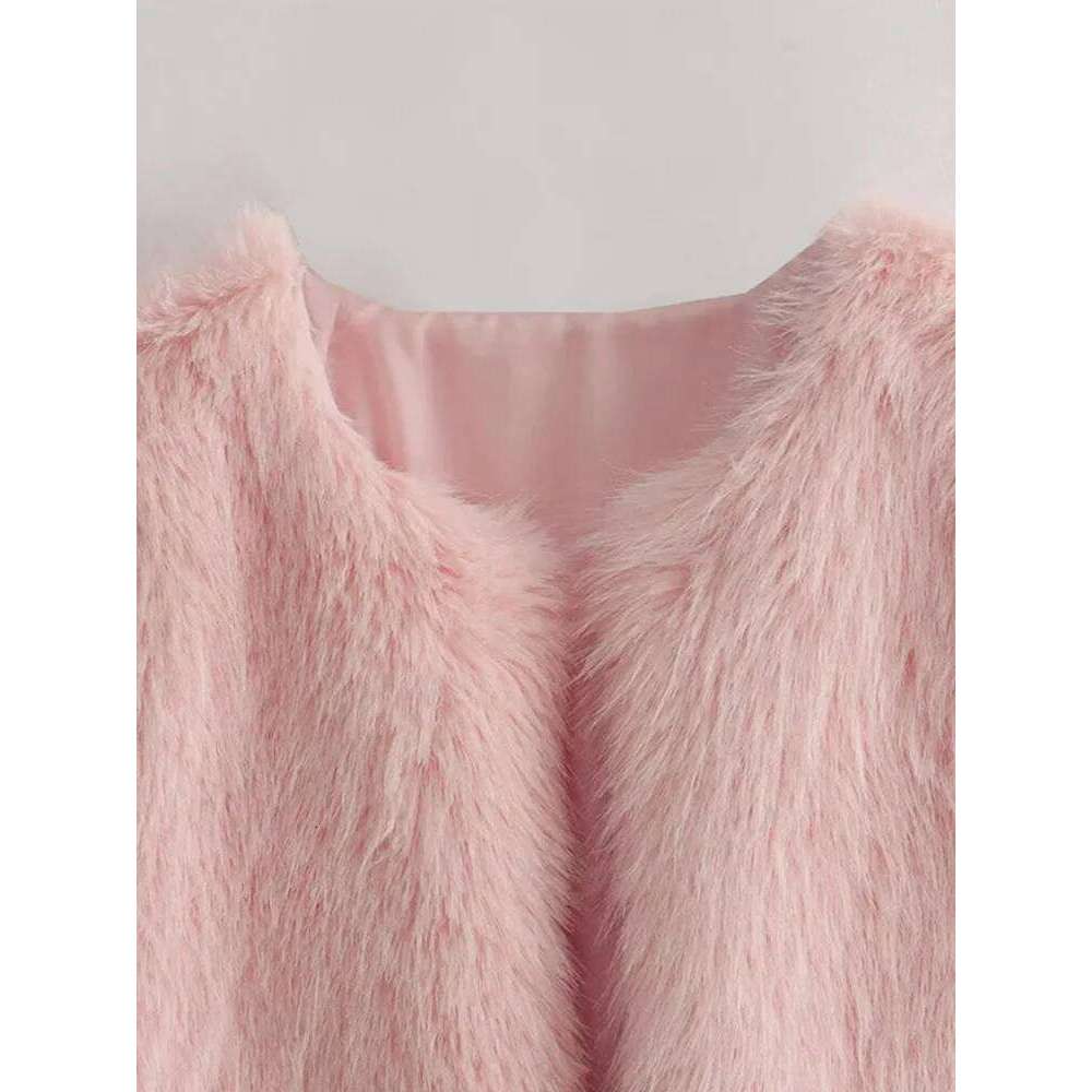 Faux Short Coats Women Casual Solid Long Sleeved Fluffy Fox Fur Jacket Female Autumn Winter Fashion High Street Outwear