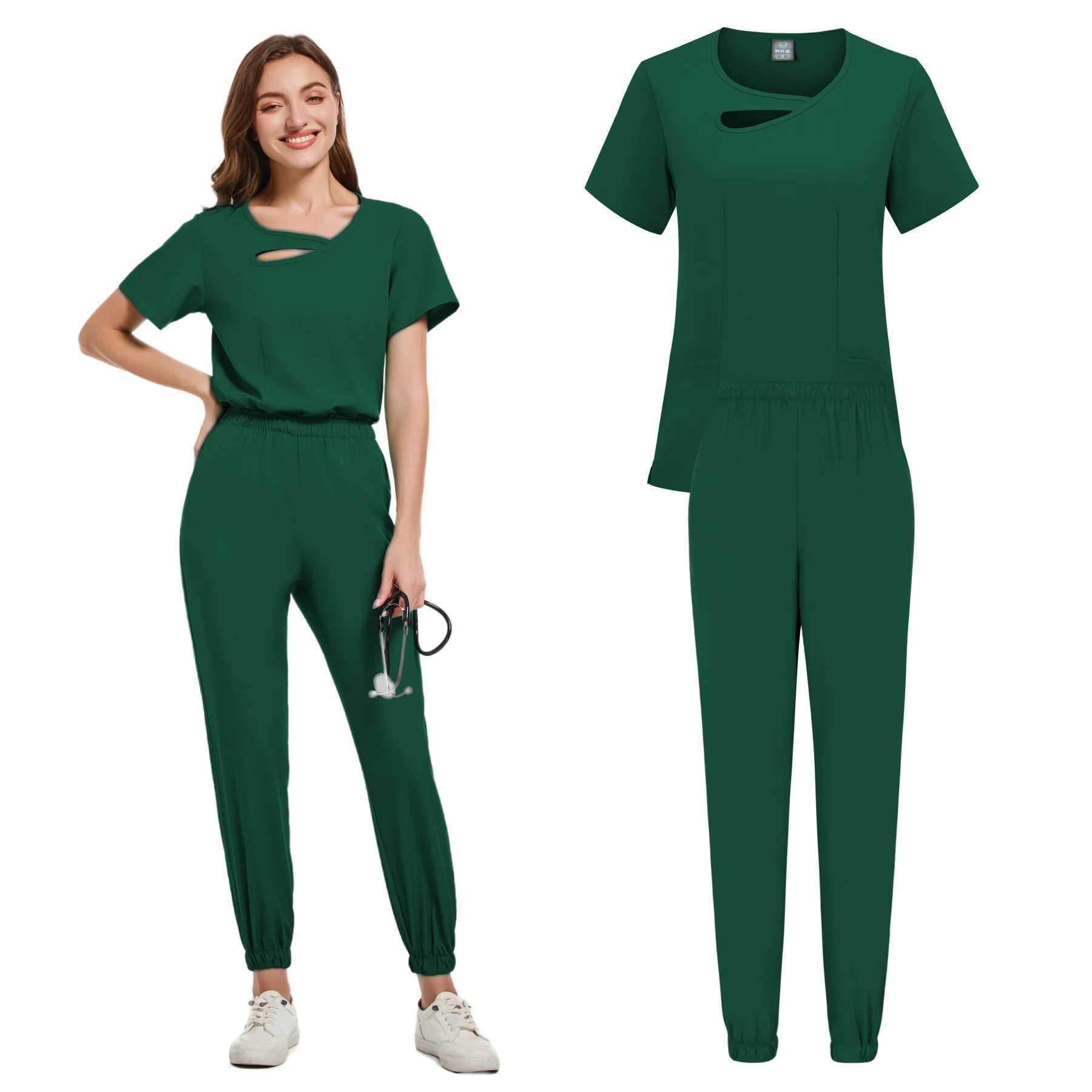 New Scrubs Set Medical Uniforms Stretch Scrub Tops With Pocket Pants Nurse Uniform Doctor Surgery Overalls Beauty Sn Workwear X2505289