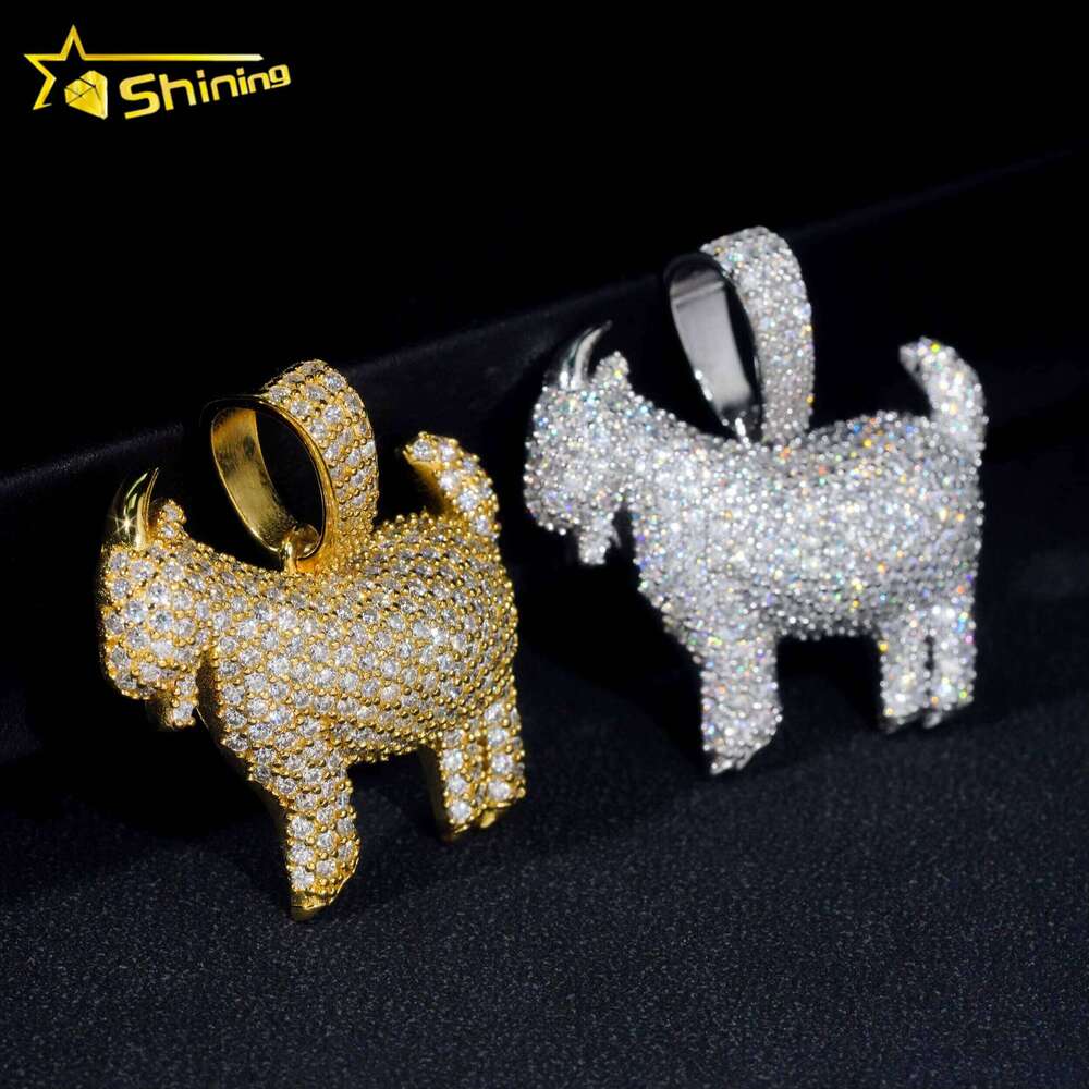 RTS Pass Tester Hip Hop Jewelry Sier Gold Plated Dia Goat Iced Out Custom Moissanite Pendant