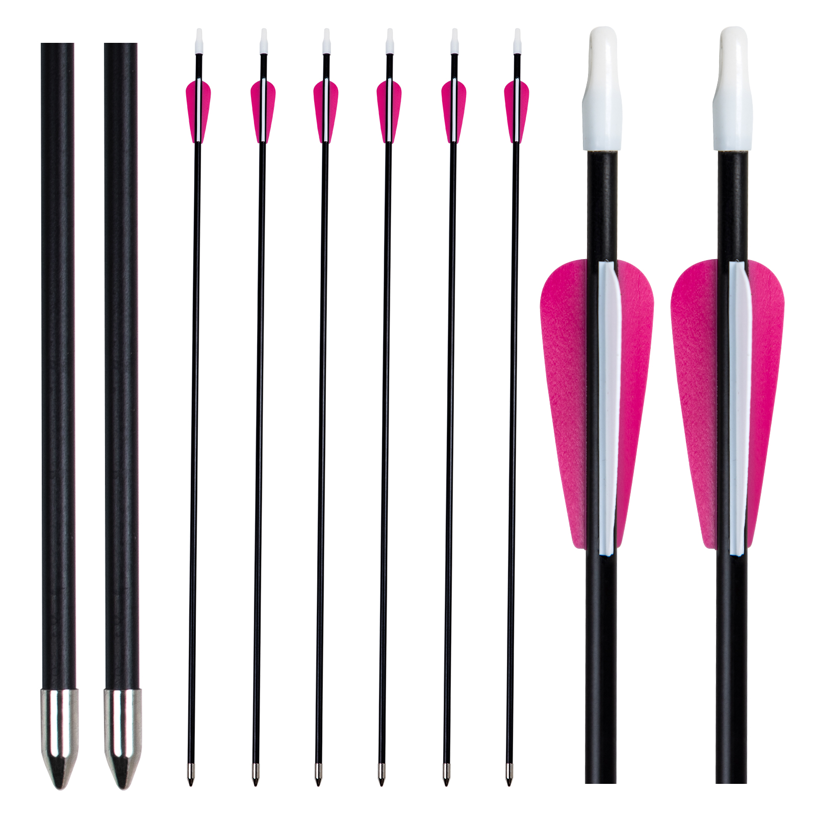 Fiberglass Arrow Set - 28 Inch Targeting Arrows Shooting Pracitce Arrows for Beginners & Juniors (Pack Of 6)