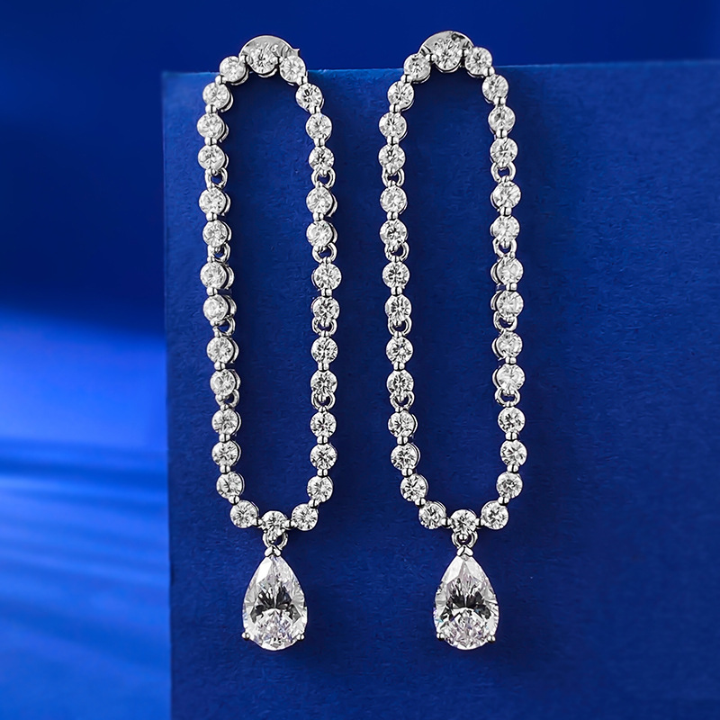 1CT Water Drop White Lab Moissanite Diamond Sparkling Luxury Jewelry Real 100% 925 Sterling Silver Pear Cut Lady Party Women Long Dangle Earring Gift