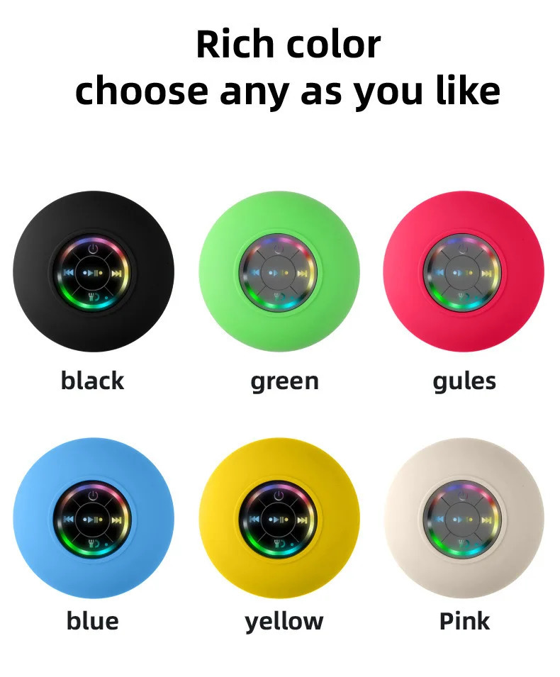 Mini Bluetooth Ser Waterproof Bathroom Audio Wireless Shower Sers RGB Light for Phone Soundbar Hand Free Car Loudser 250526