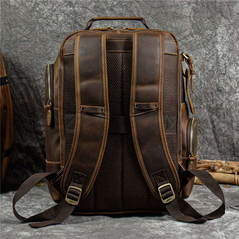 Newsbirds men's retro fashion style bagpack travel backpack school bag for man leather daypack men